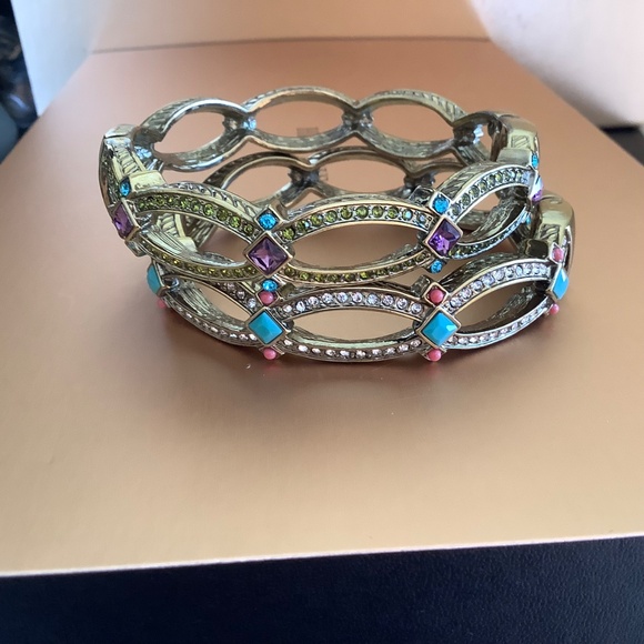 Heidi Daus Set Crystal Bangle Bracelets SZ M - Picture 4 of 16